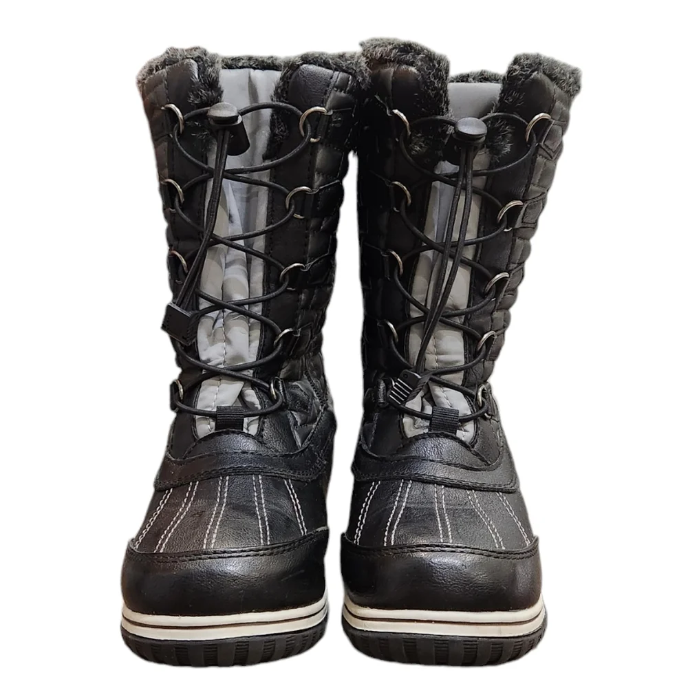 Totes Adventure Gear Snow Winter Boots Black Waterproof Adjustable Strings 6